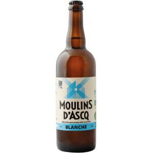 Bière blanche bio Moulin d'Ascq avec mousse fine et trouble naturel